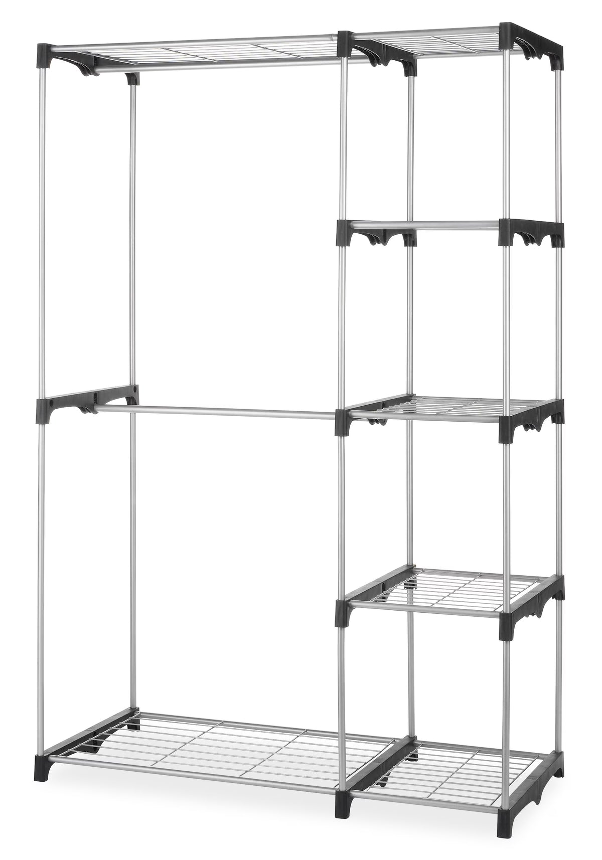 Silver and Black Double Rod Closet System Y458