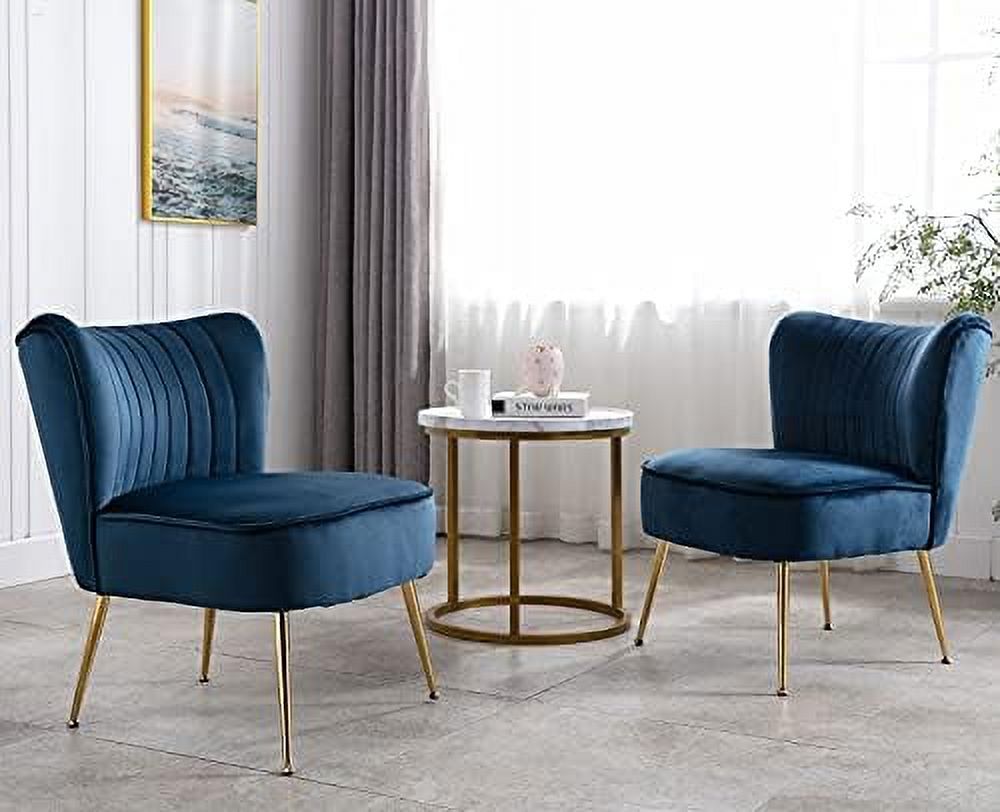 Velvet Accent Chairs Set of 2 with Golden Legs A5912