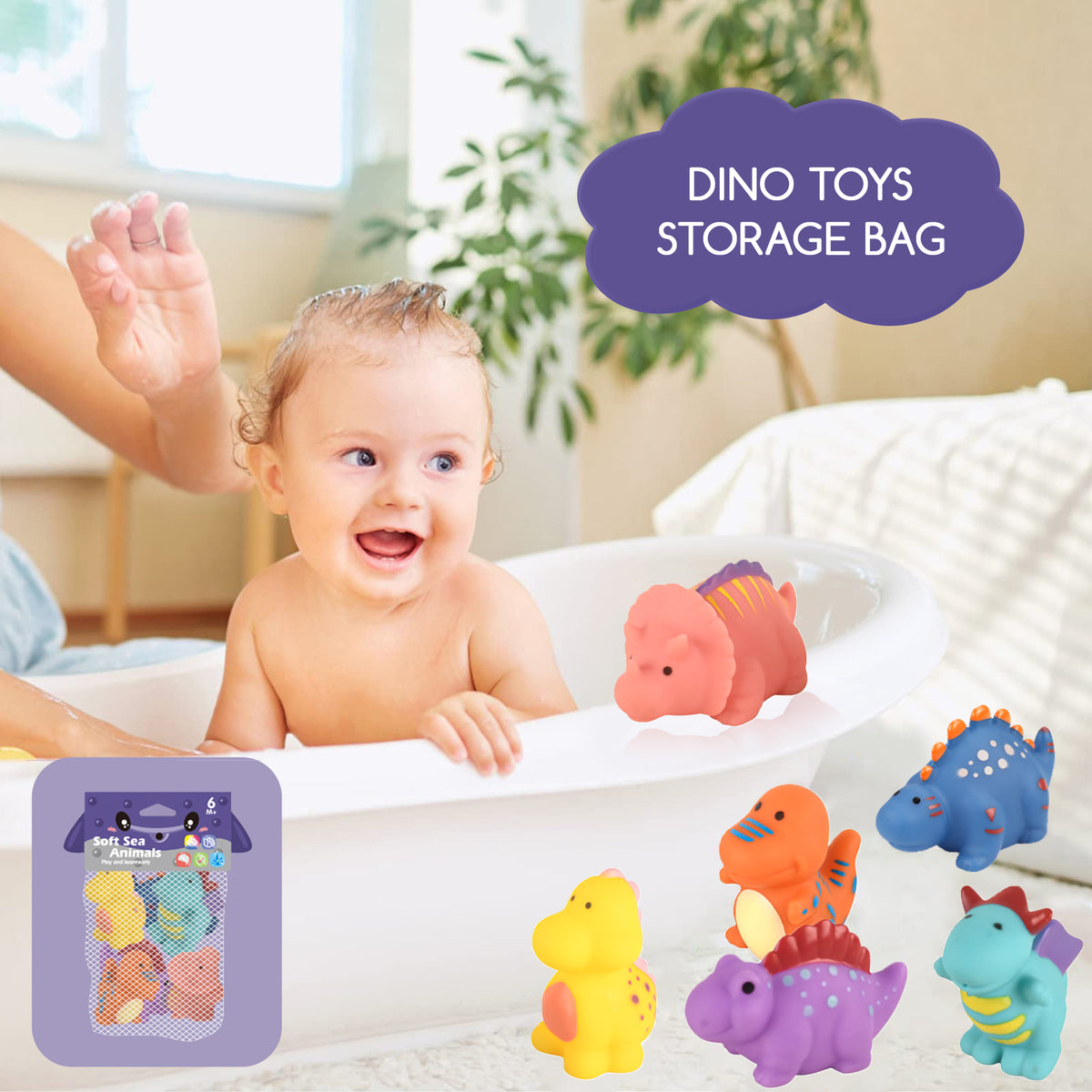 6 Pack Dinosaur Bathtub Toy Set Z8083
