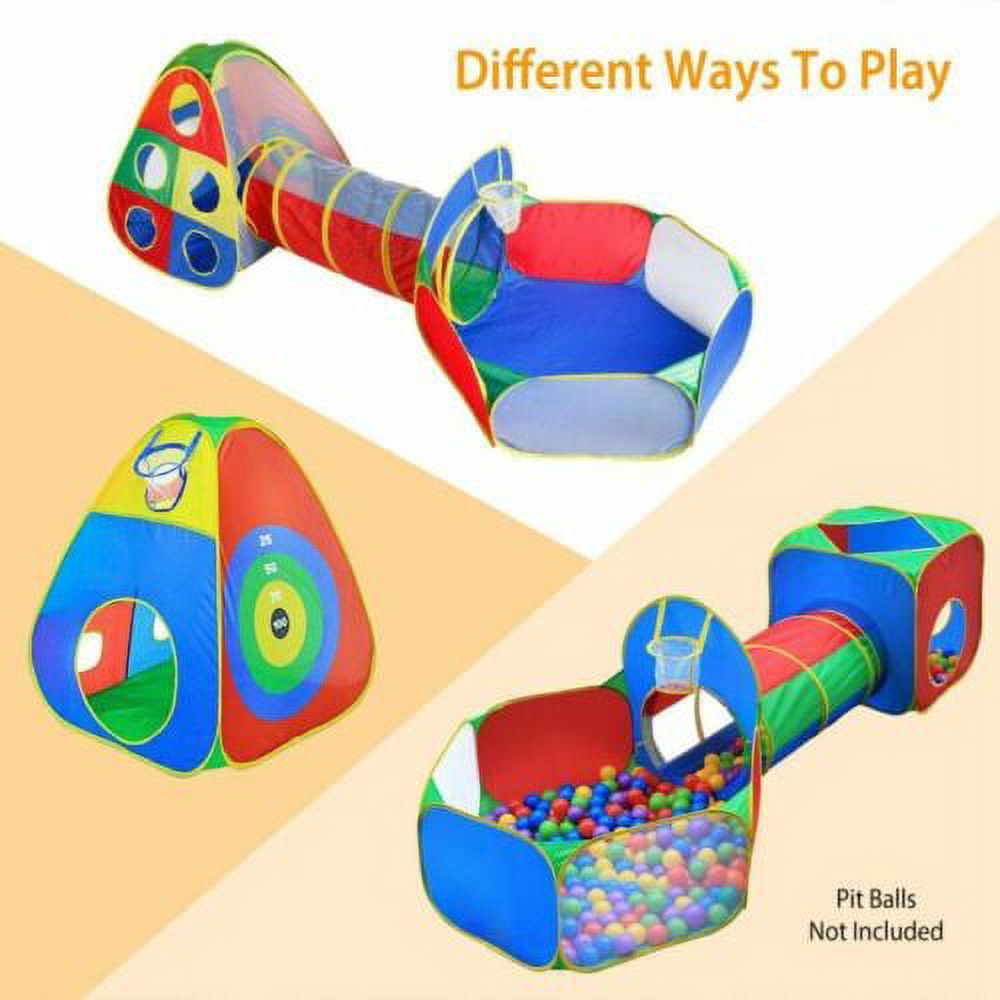 5 Pieces Kids Pop Up Play Tent Crawl Tunnel Ball Pit Playhouse V338862