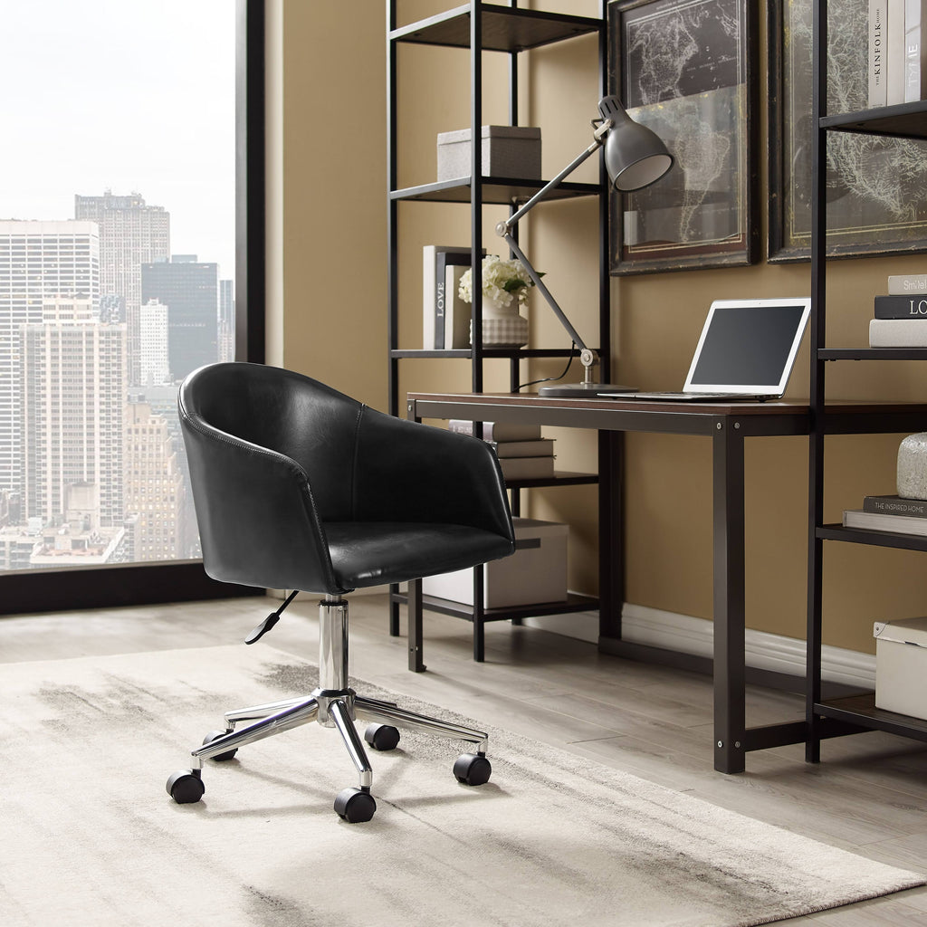 Gray Round Back Swivel Desk Chair with Caster H701