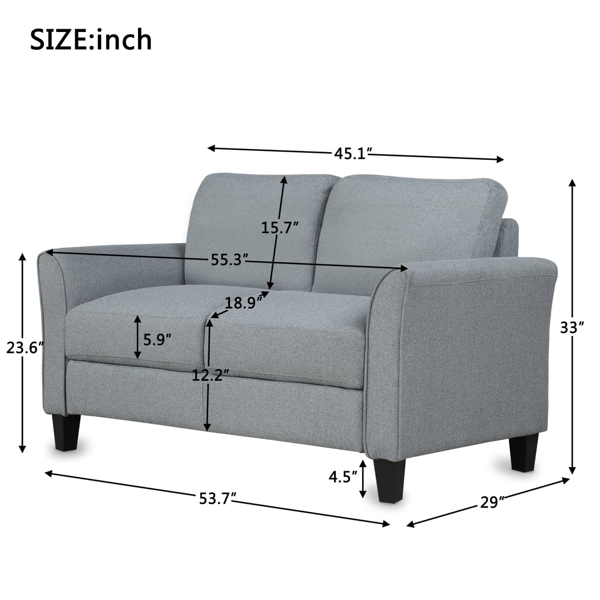 Linen 2-Seater Loveseat Sofa Q3399