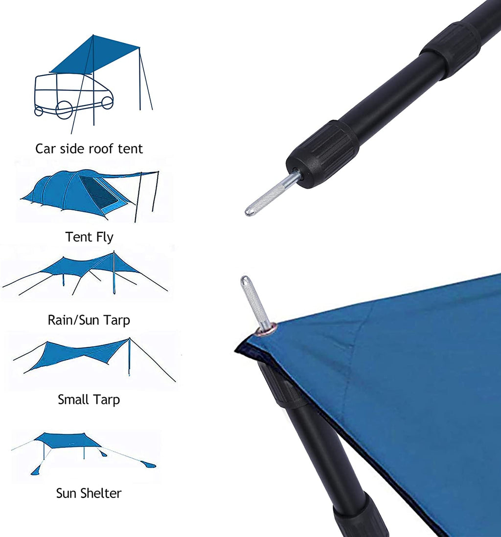 Aluminum Tarp Poles, Set of 2, Telescoping, Black M793276