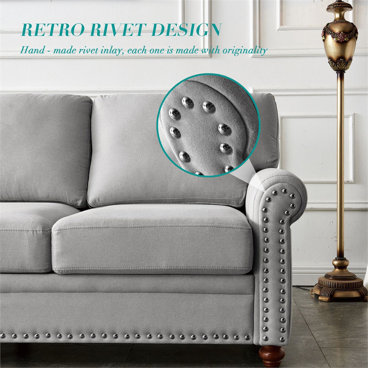Gray Linen Fabric Storage Sofa K99632