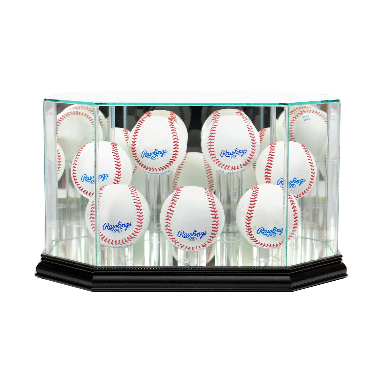 Black Wood Octagon Baseball Display Case U376