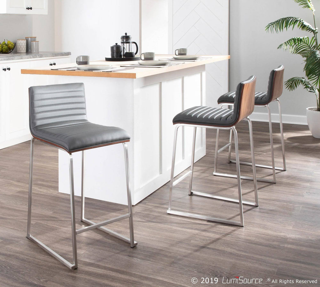 Counter Stool Set of 2 Walnut Grey J976335