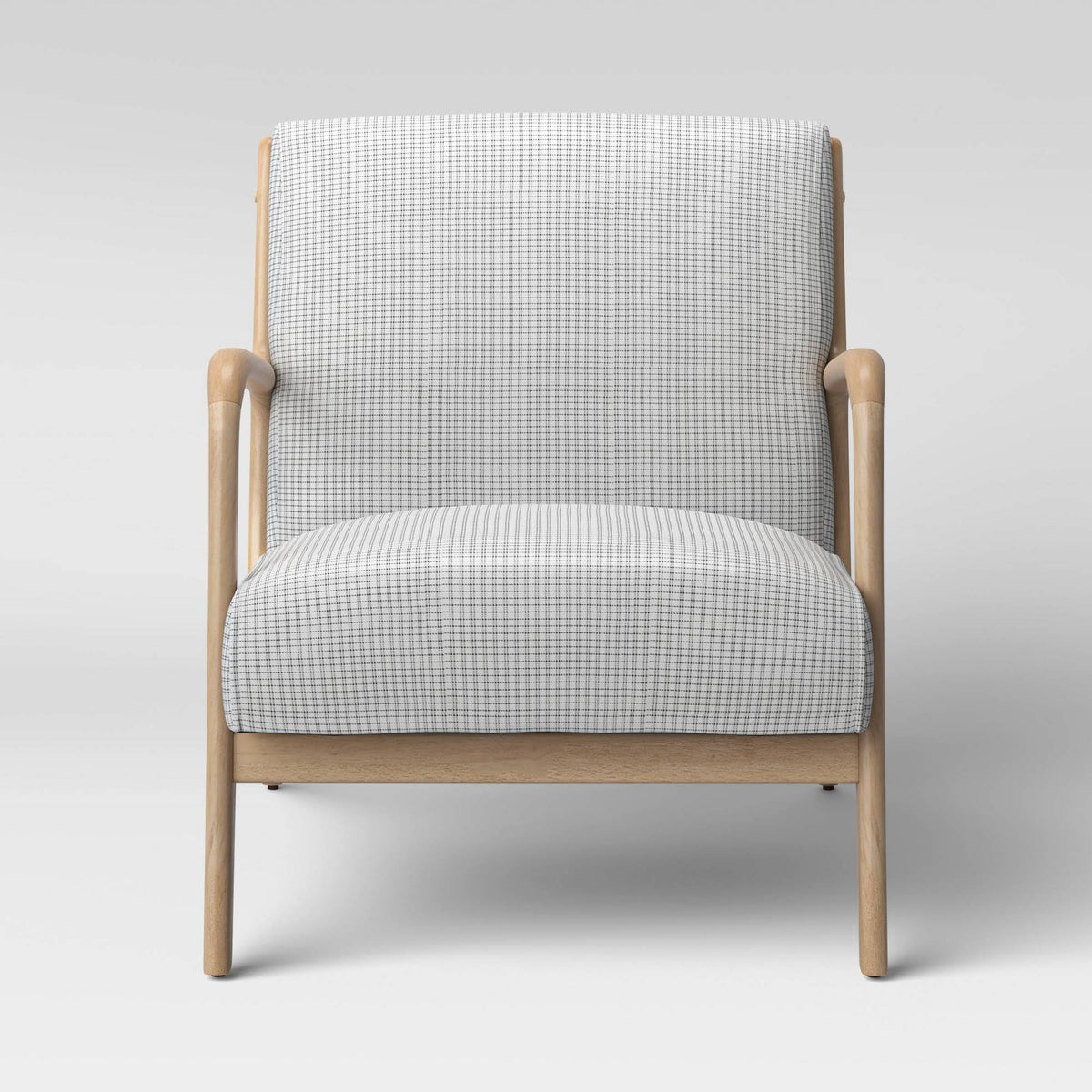 Plaid White/Black Wood Armchair K86965