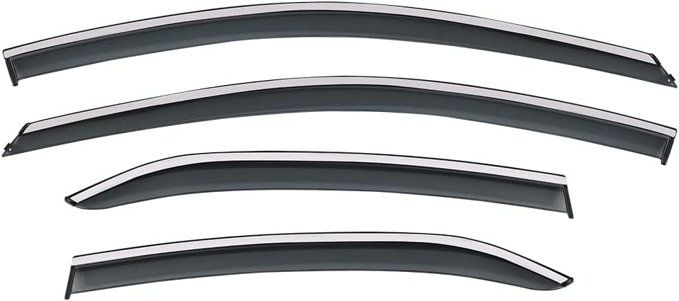 Tape on Polycarbonate Rain Guards Window Visor with 304 Stainless Steel Trim Pack of 2 E66298