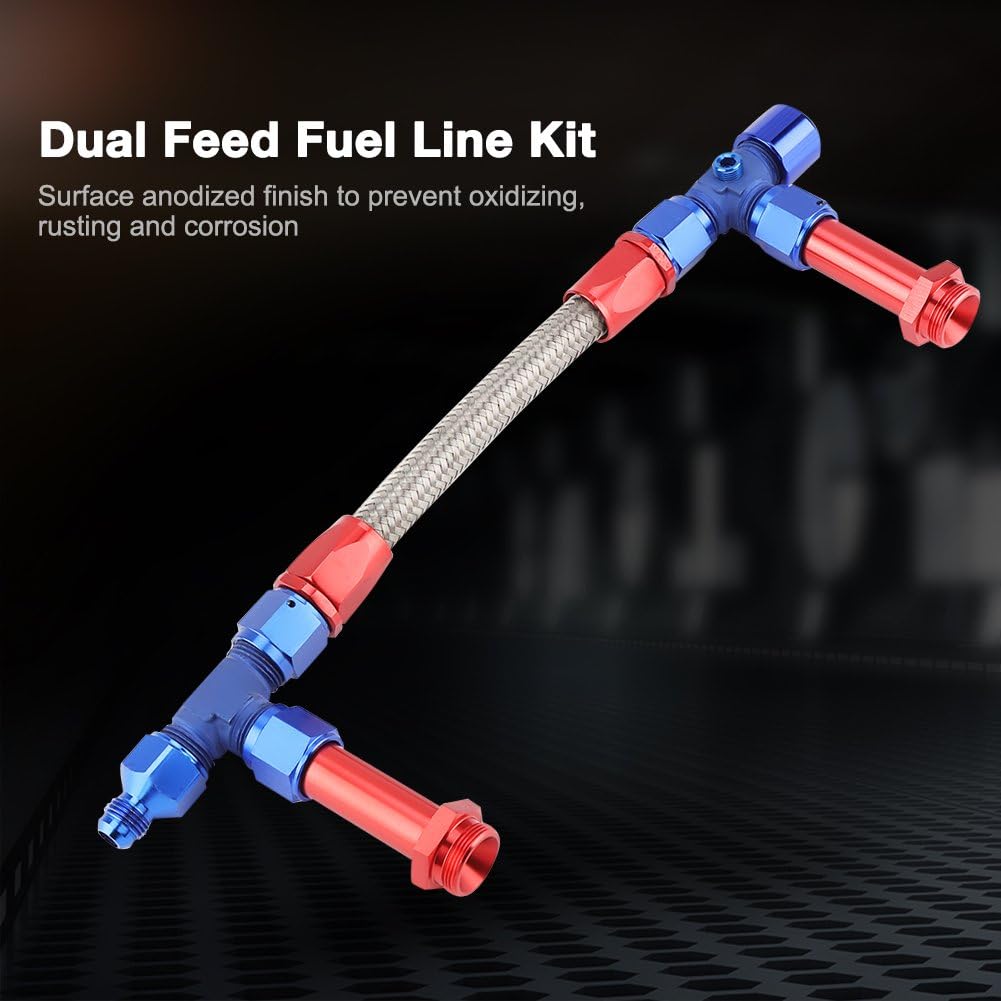 4150 Braided Dual Feed Fuel Line Kit with AN6 Adapter Aluminum Pack of 2 Y74035