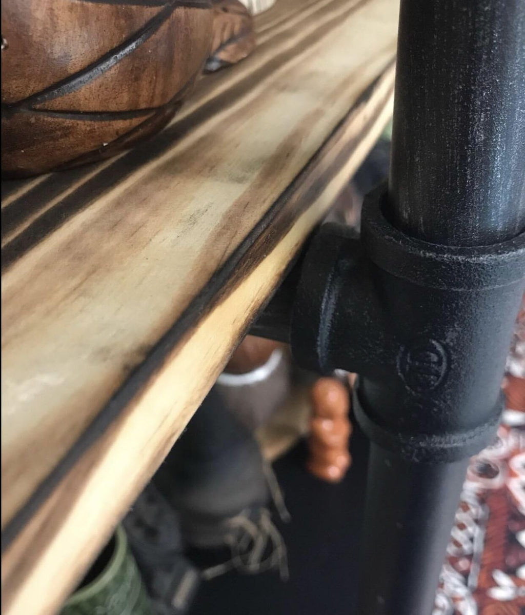 Industrial Retro Wall Mount Iron Pipe Shelf, DIY Open Bookshelf (2Pcs) R5650