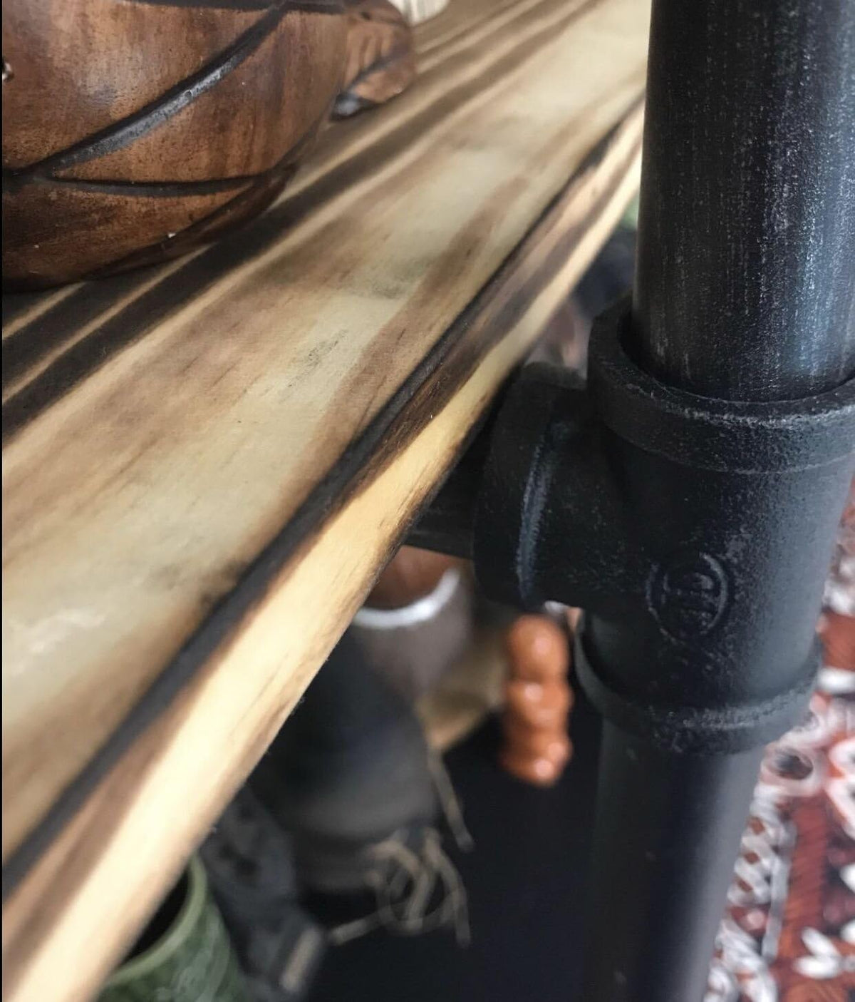 Industrial Retro Wall Mount Iron Pipe Shelf, DIY Open Bookshelf (2Pcs) R5650