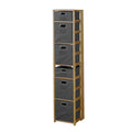 Medium Oak Square Folding Bookcase with Folding Fabric Bins G31403