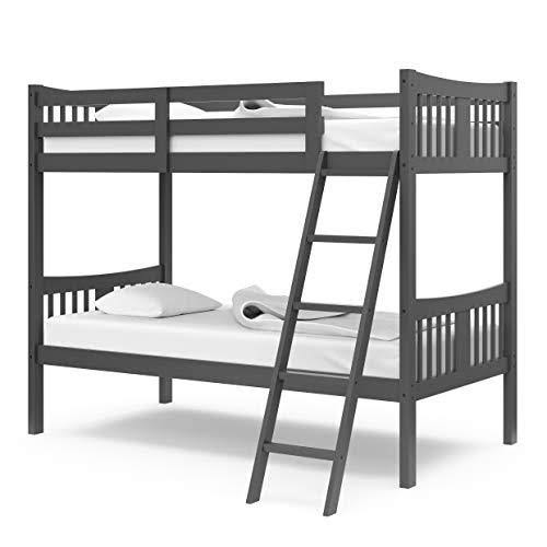 Gray Solid Hardwood Twin Over Twin Bunk Bed L3820