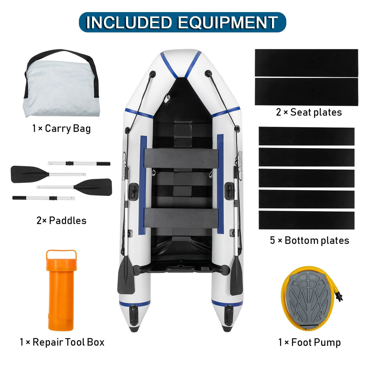 10ft Inflatable Boat, Gray/White M26407