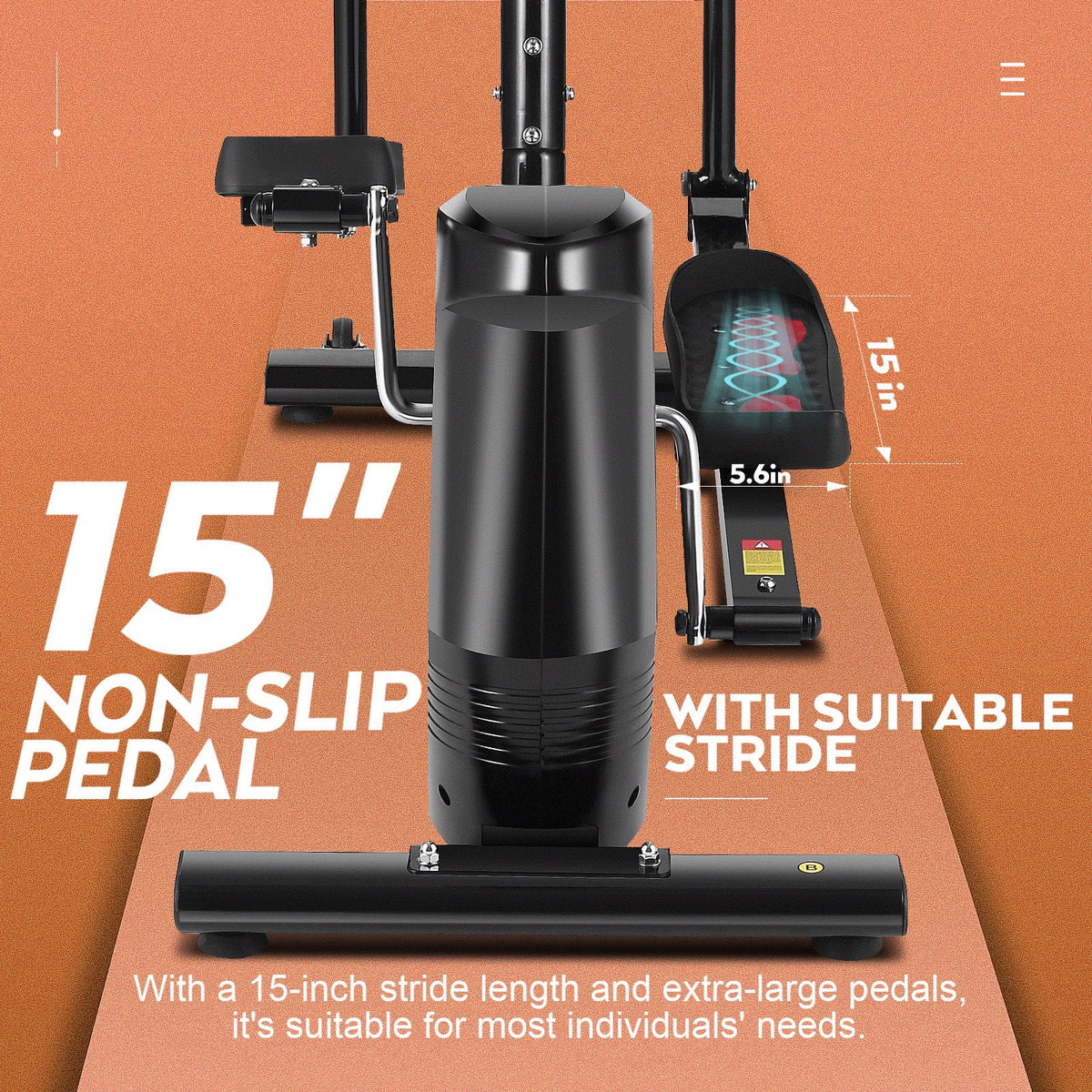 Elliptical Exercise Machine with Adjustable 10 Levels Magnetic Resistance and LCD Display O3674