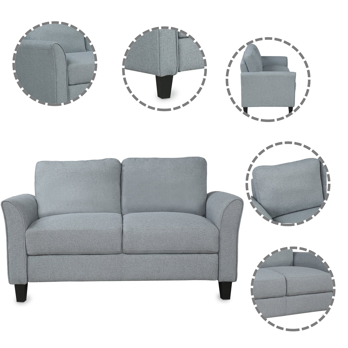 Linen 2-Seater Loveseat Sofa Q3399