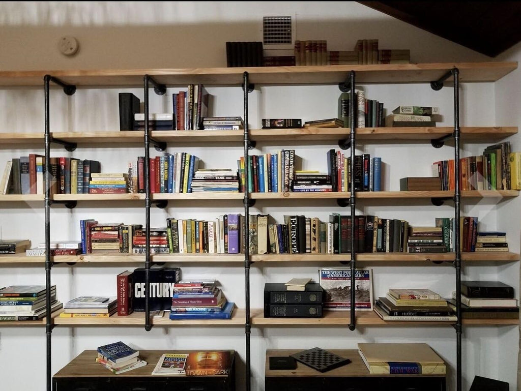 Industrial Retro Wall Mount Iron Pipe Shelf, DIY Open Bookshelf (2Pcs) R5650
