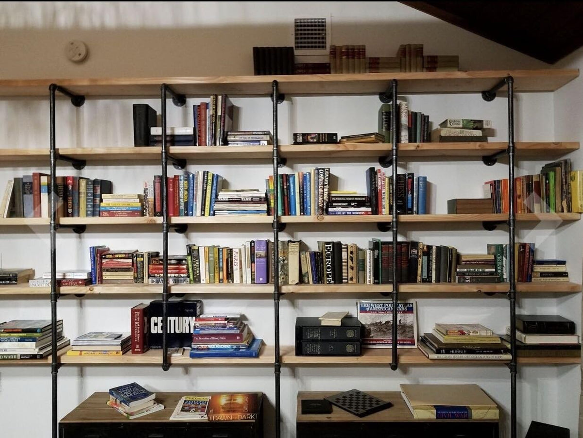 Industrial Retro Wall Mount Iron Pipe Shelf, DIY Open Bookshelf (2Pcs) R5650