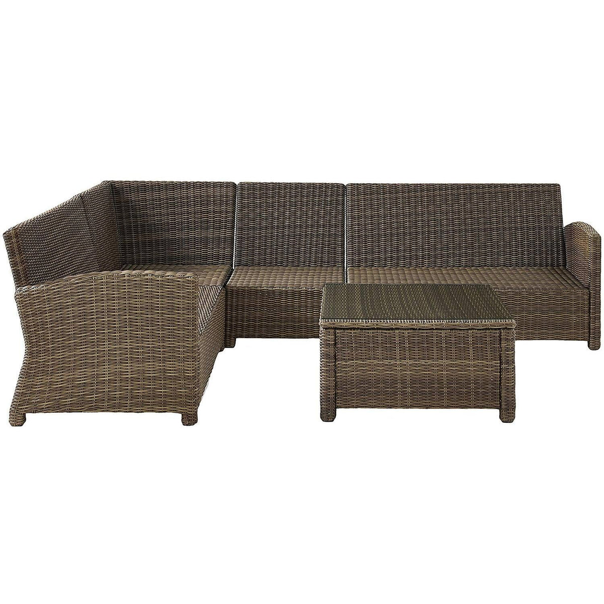 5Pc Outdoor Wicker Sectional Set with Glass Top Coffee Table I4437