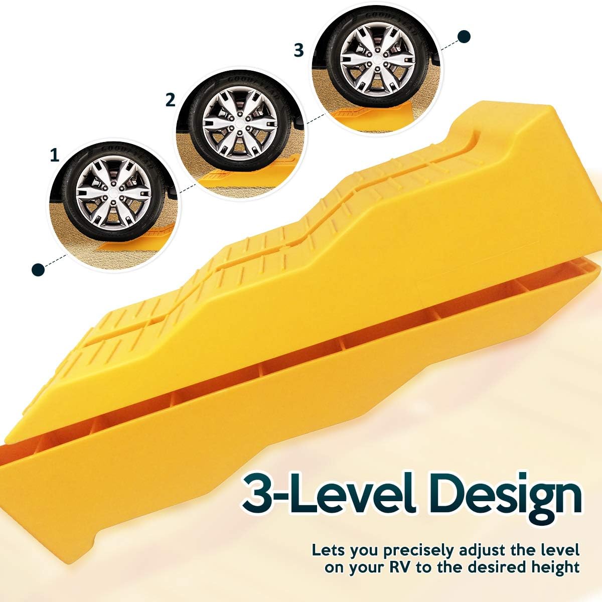 Set of 4 Yellow Drive-On Leveler Ramps C284081