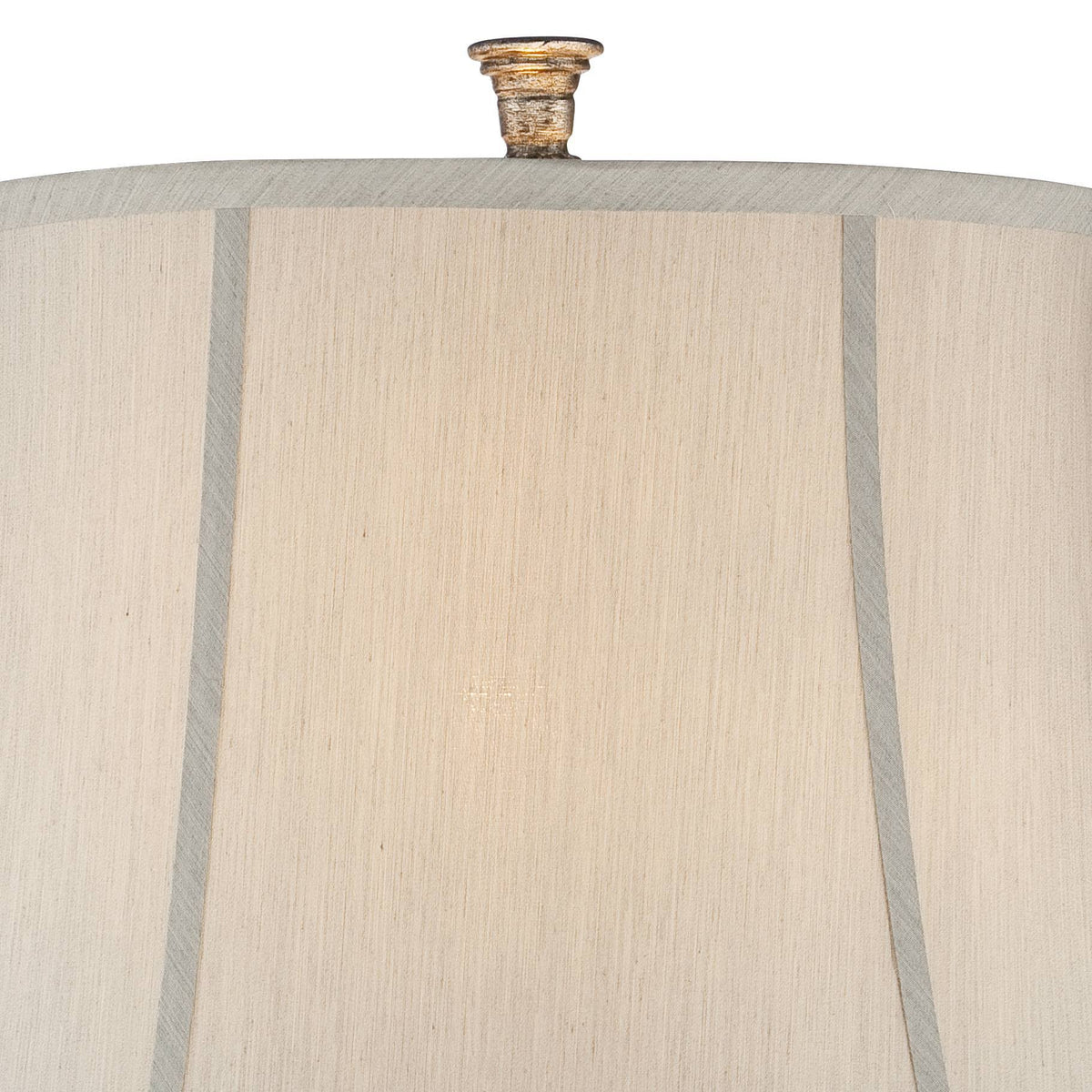 Traditional Table Lamp with Nightlight LED Mercury Glass Off White Fabric Bell Shade A59706