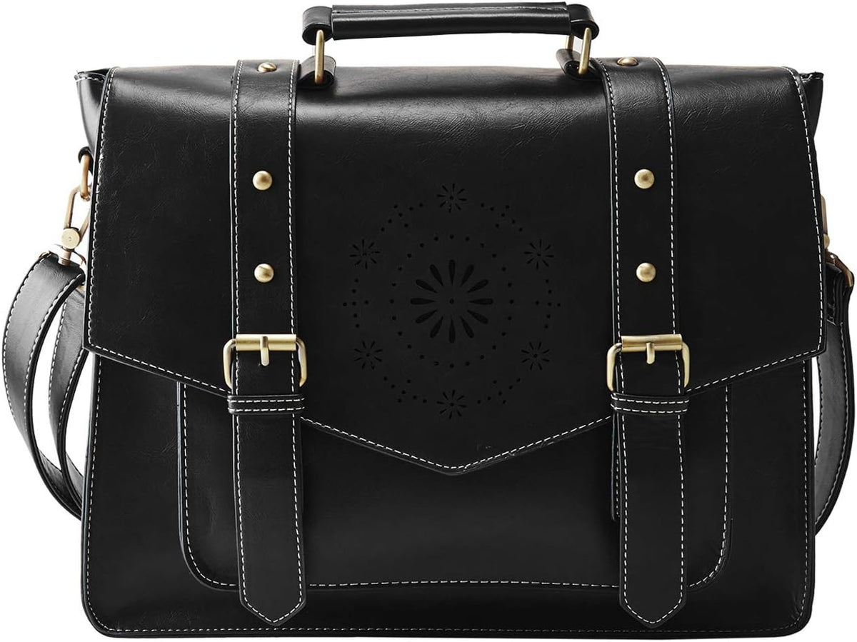 Tan PU Leather Laptop Messenger Bag A350149
