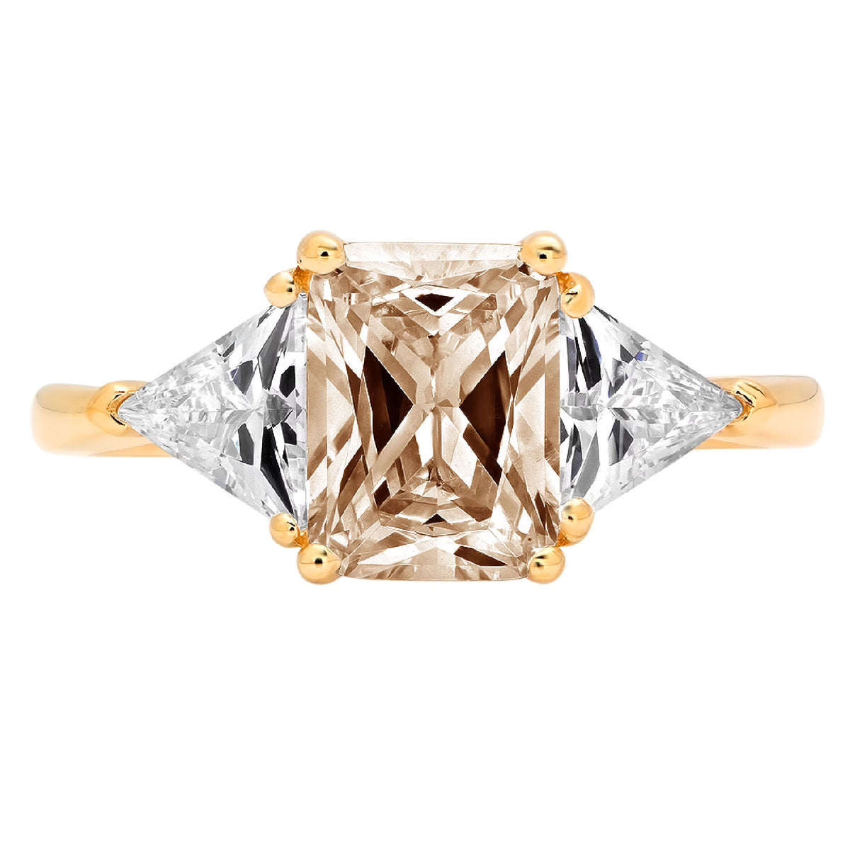 Champagne Simulated Diamond 3 Stone Ring C85281