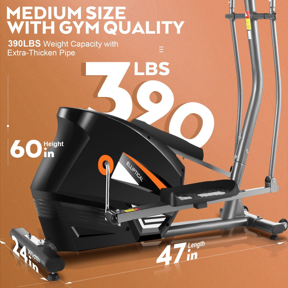 Elliptical Exercise Machine with Adjustable 10 Levels Magnetic Resistance and LCD Display O3674