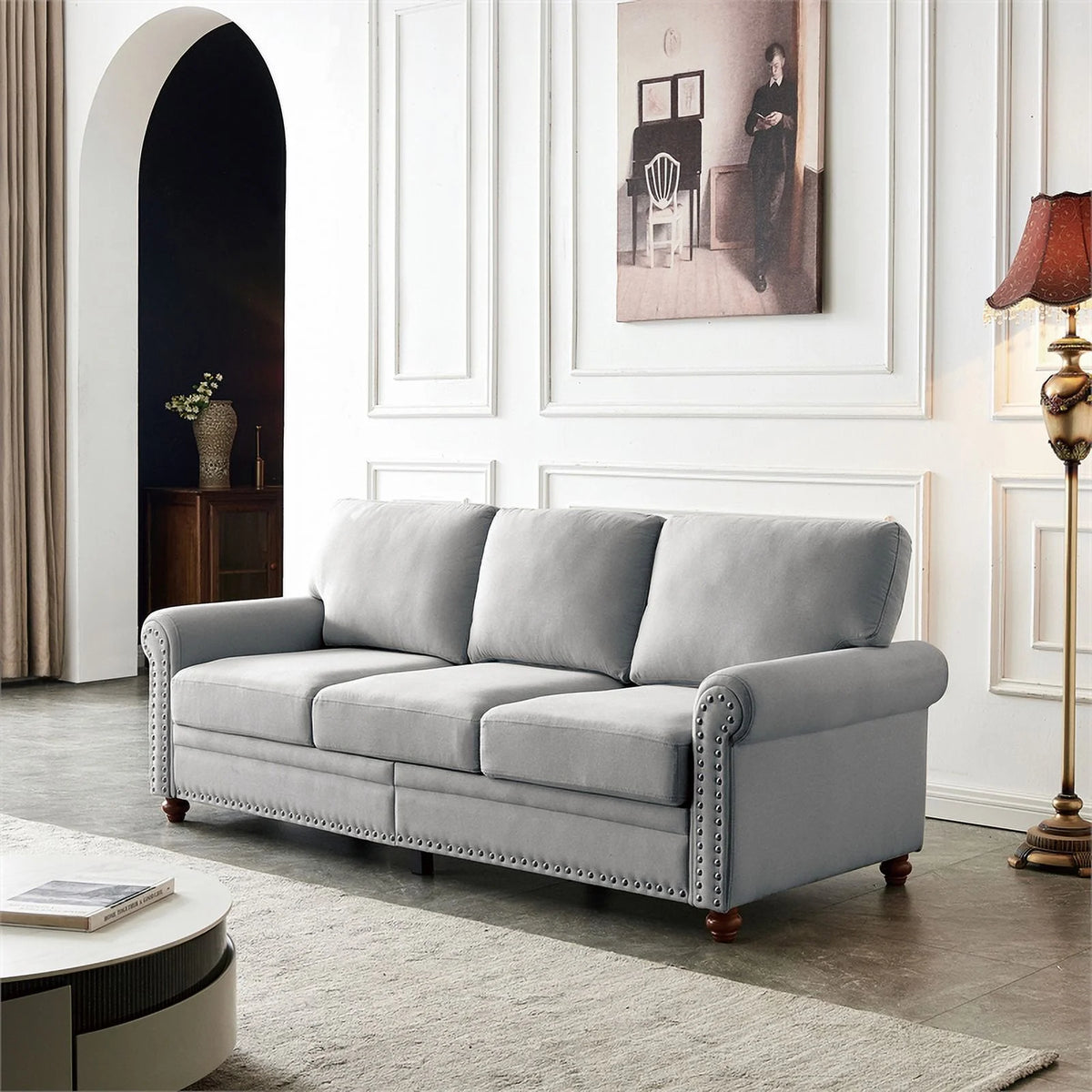 Gray Linen Fabric Storage Sofa K99632