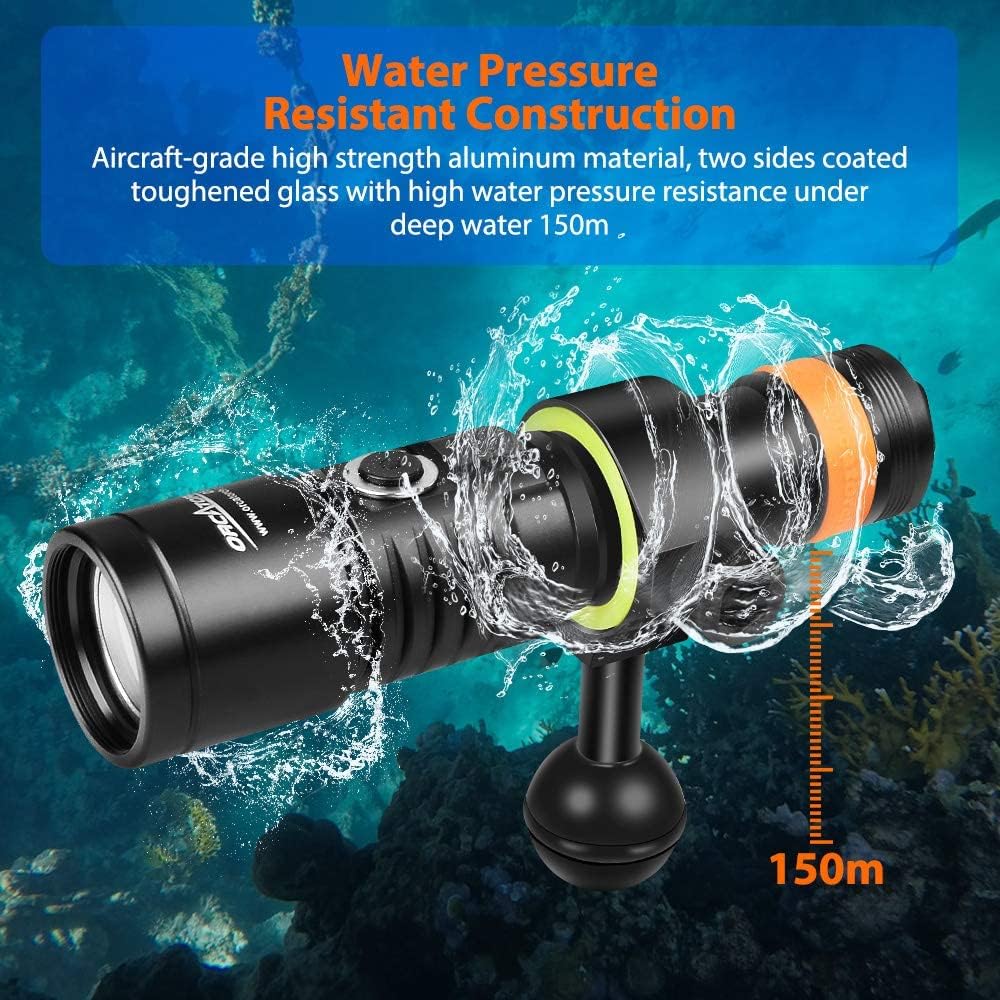 1200 Lumen Scuba Diving Video Light with 140 Degrees Wide Beam Angle F667