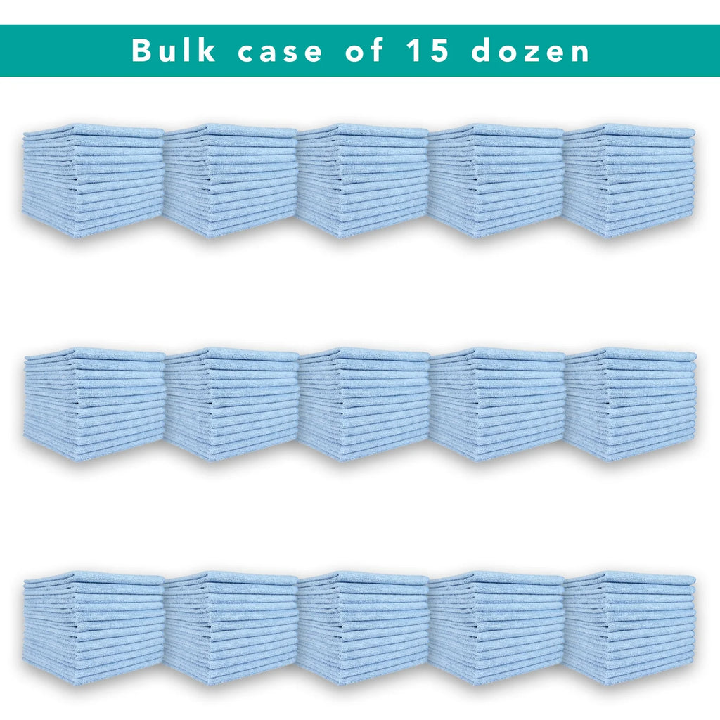 Blue Microfiber Hand Towels, Bulk Case of 180, 15x24 F57293