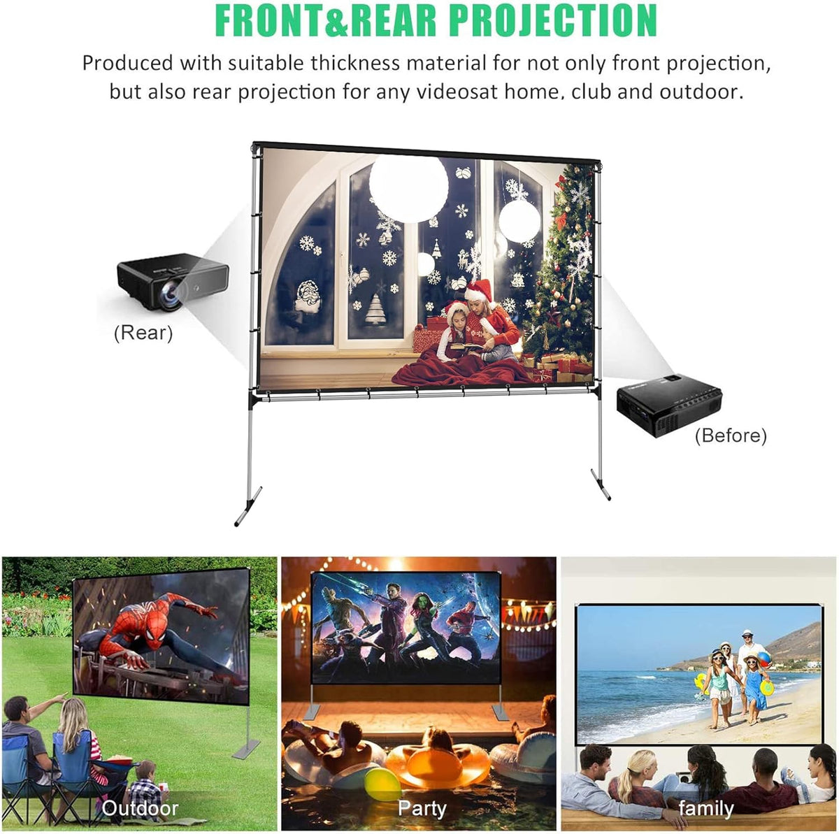120 Inch Foldable Projector Screen with Stand P152