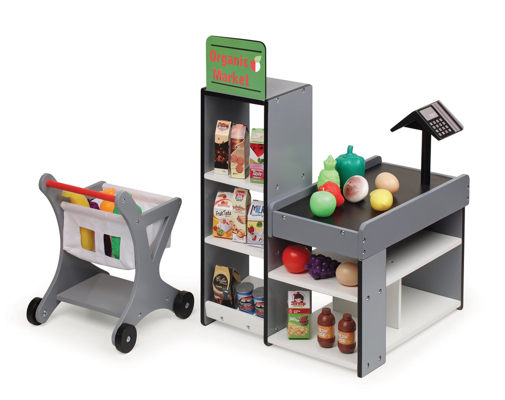 Doll Playset with Shopping Cart and Pretend Food F8995