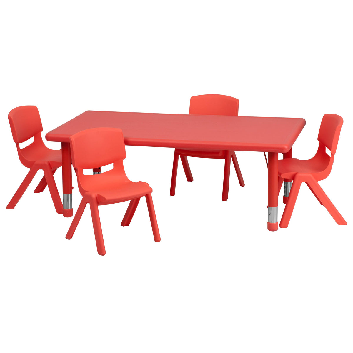 Green Plastic Height Adjustable Activity Table Set with 4 Chairs Q463693