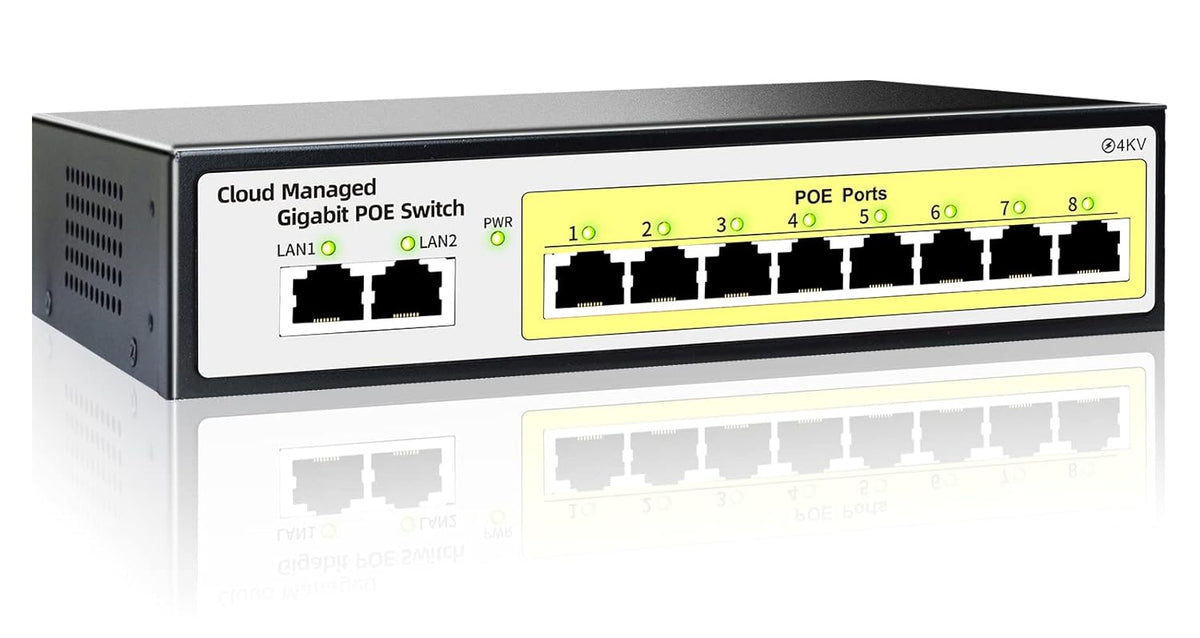 10 Port Gigabit PoE+ Cloud Managed Switch, 8-Port PoE, 120W, Pack of 2 T6182