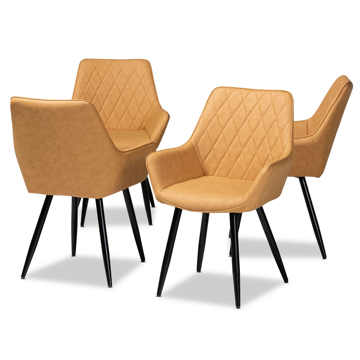 Tan Faux Leather 4-Piece Dining Chair Set P603455