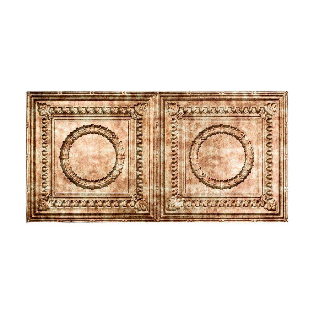 Rosette Decorative Vinyl Glue Up Ceiling Tile in Bermuda Bronze (5 Pack) M36847