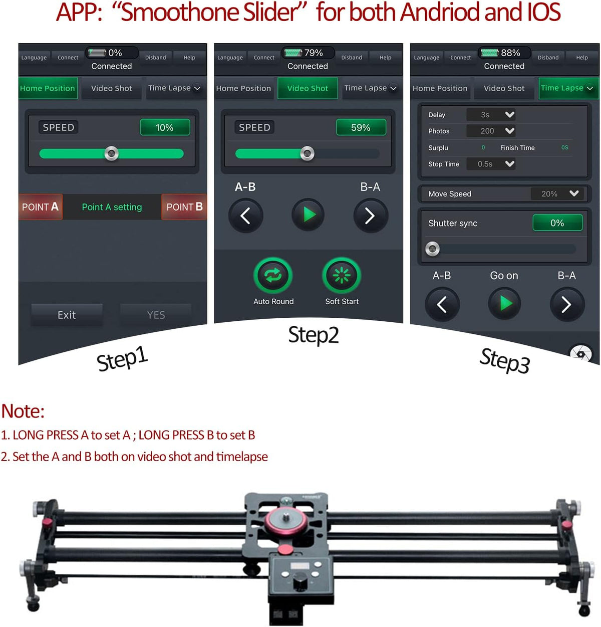 Motorized Carbon Fiber Camera Slider Track Dolly Rail, 120cm X88831
