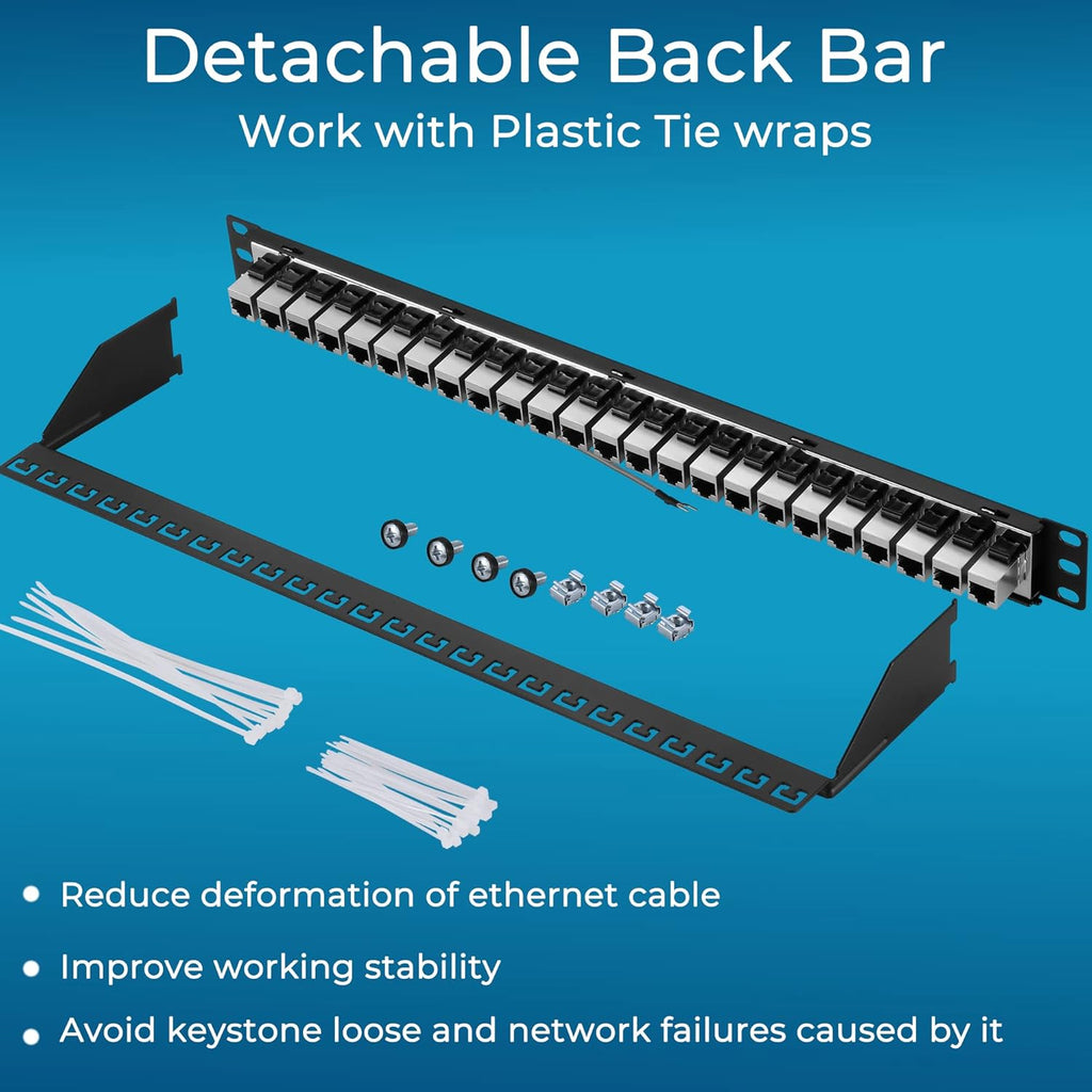 24 Port Cat7 STP Shielded 1U Network Patch Panel Pack of 2 P5339