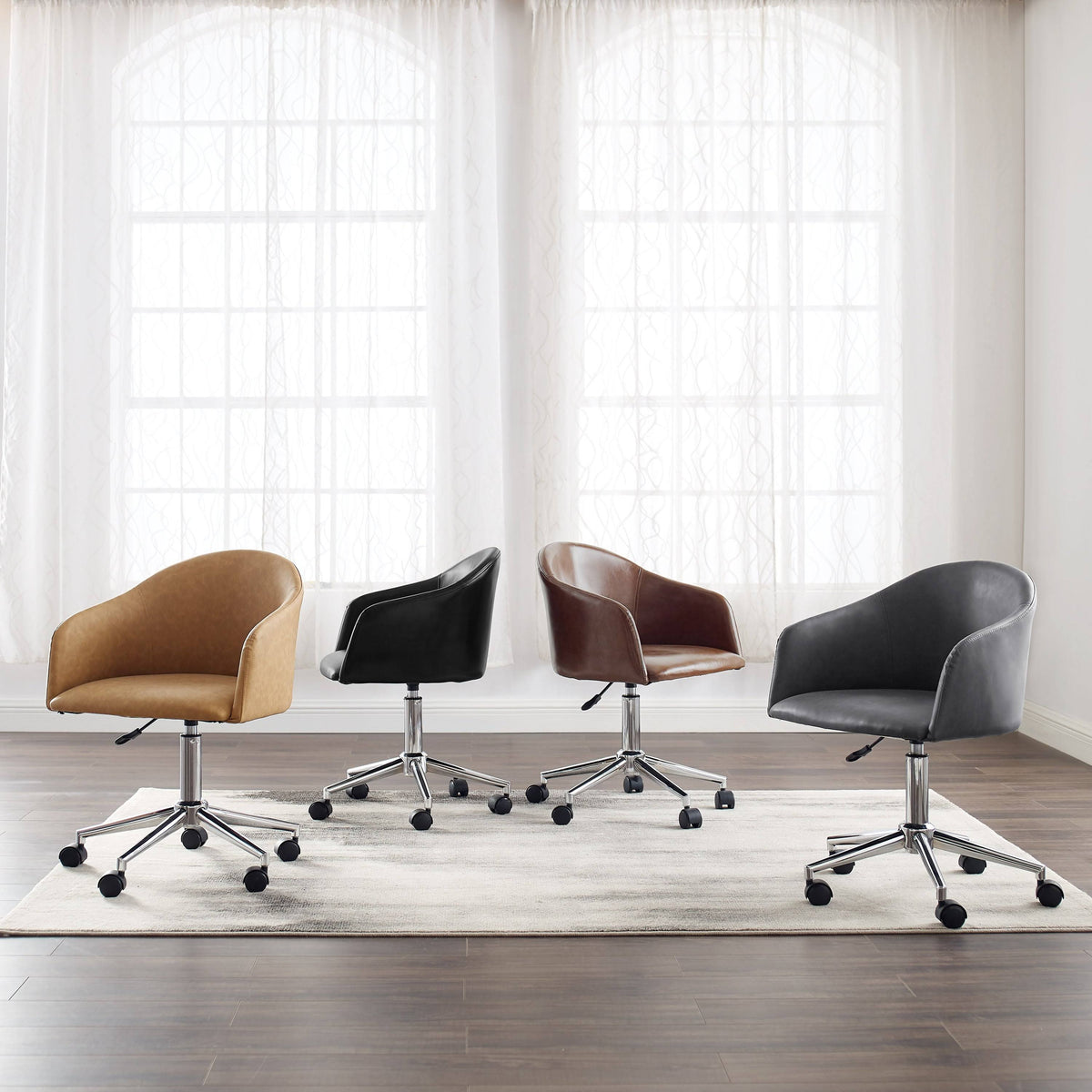 Gray Round Back Swivel Desk Chair with Caster H701