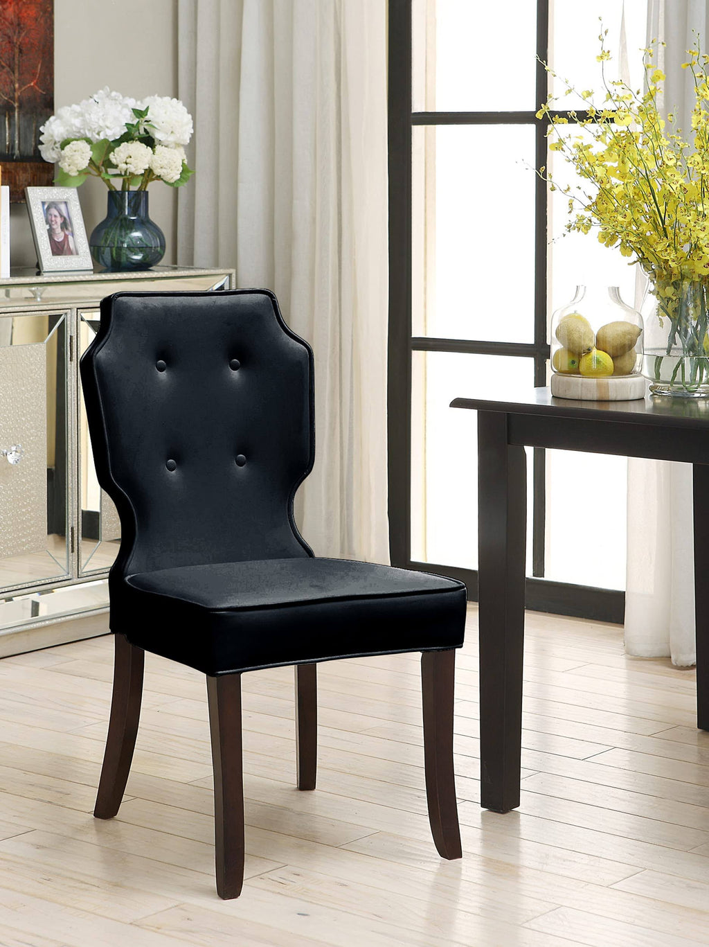 Tufted Dining Side Chair Set of 2 Black O411737