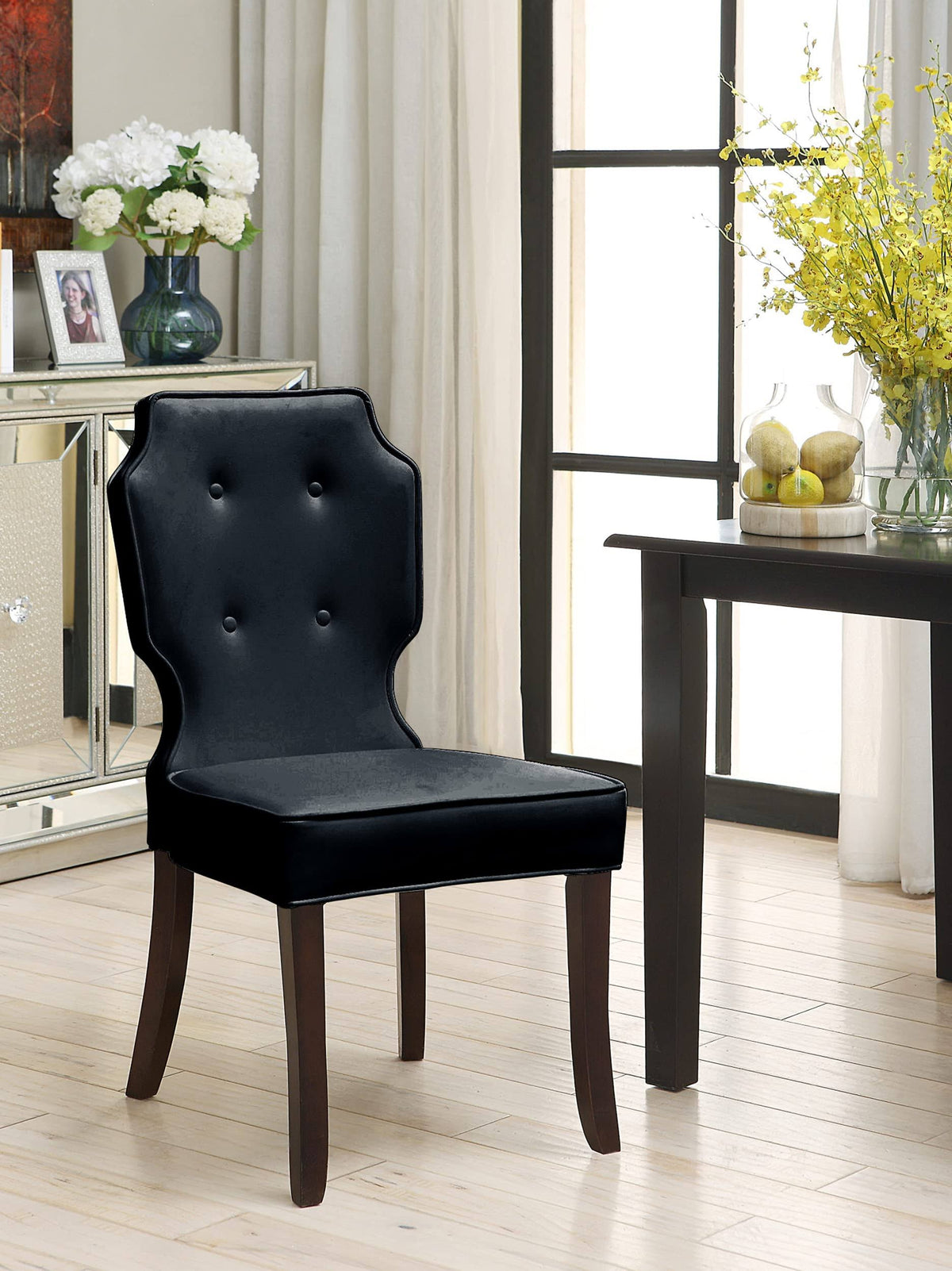 Tufted Dining Side Chair Set of 2 Black O411737