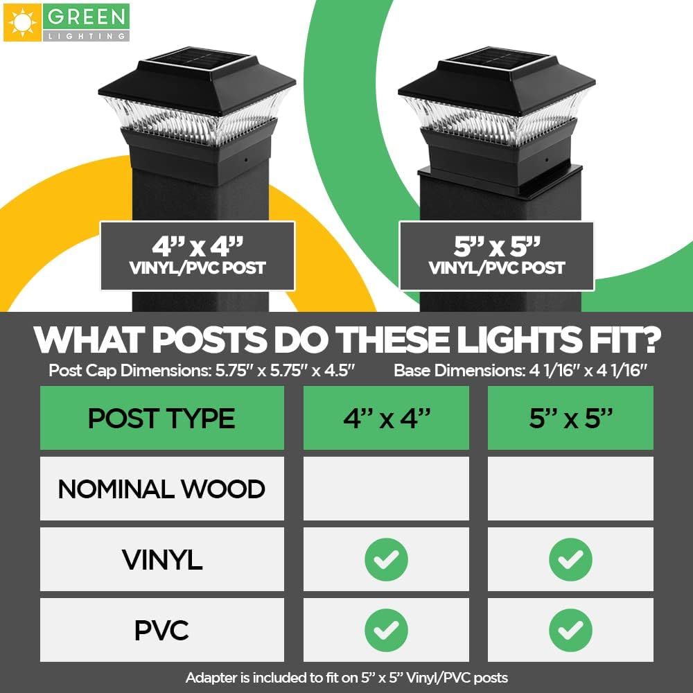 12 Pack Black Solar Powered LED Post Cap Light D381