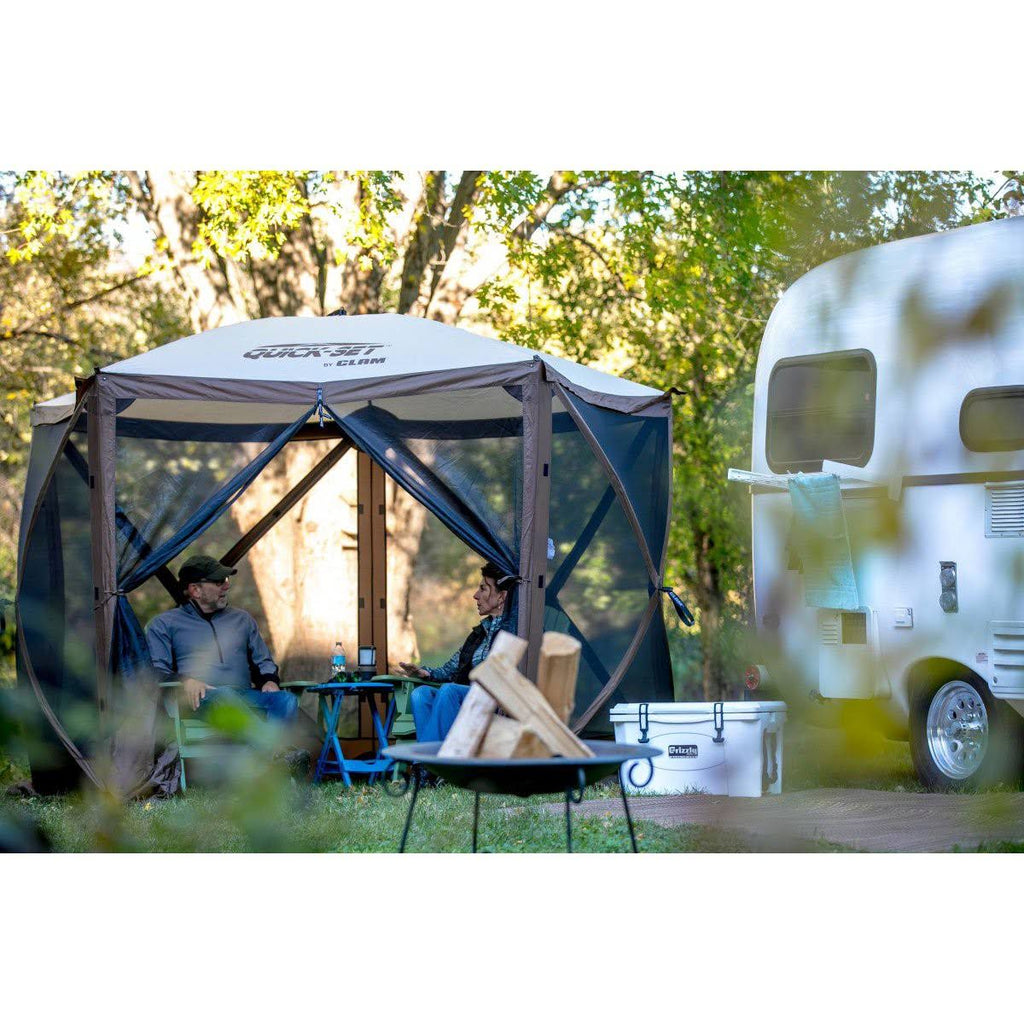 Brown Portable Canopy Shelter with Quick Set Wind & Sun Panels T86669