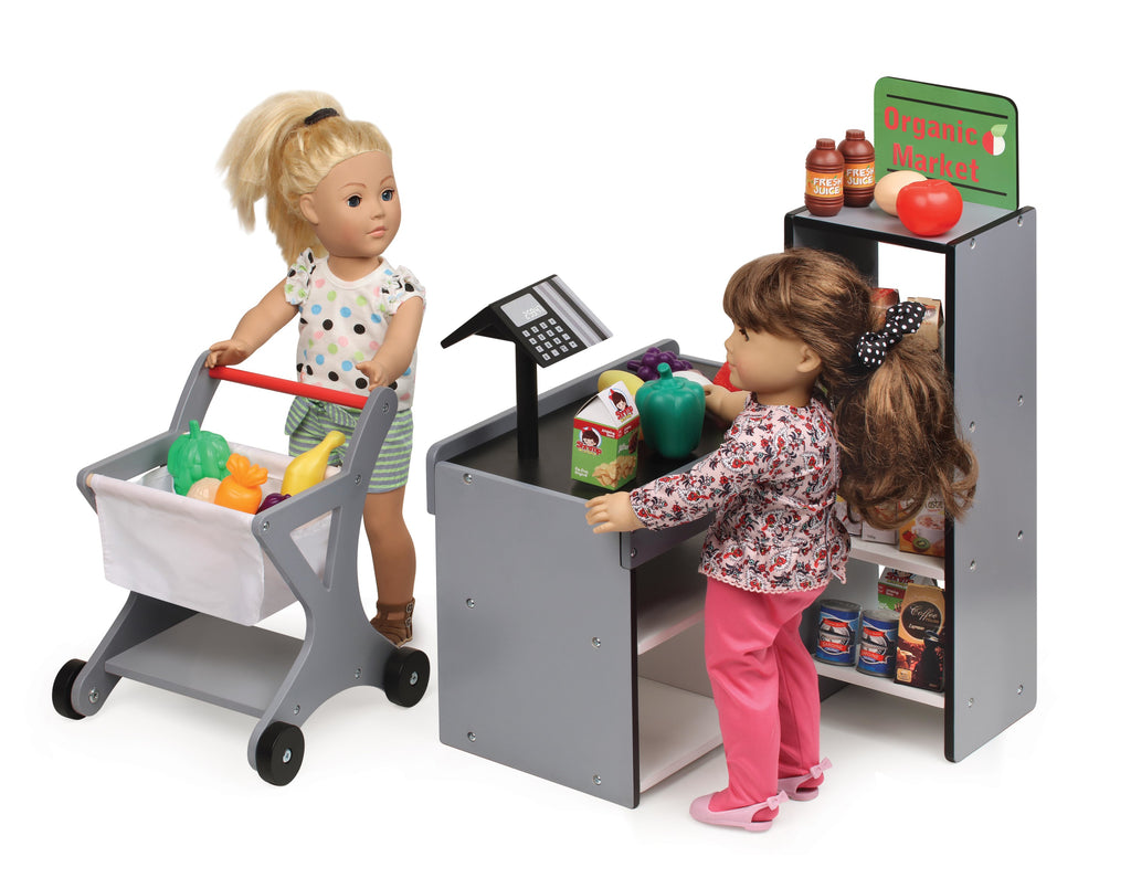 Doll Playset with Shopping Cart and Pretend Food F8995