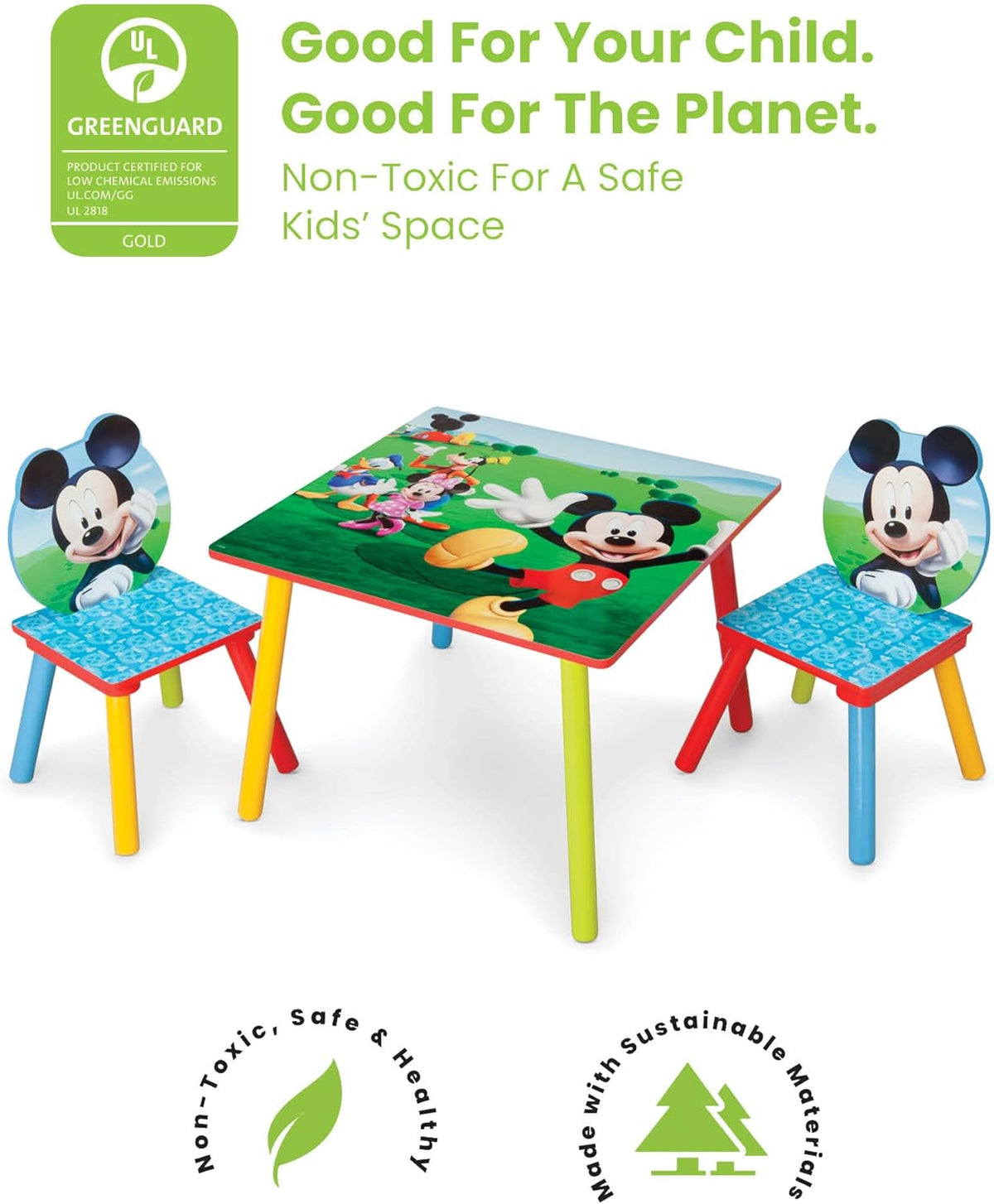 Kids Table and Chair Set with 2 Chairs and 6 Bin Toy Organizer R748