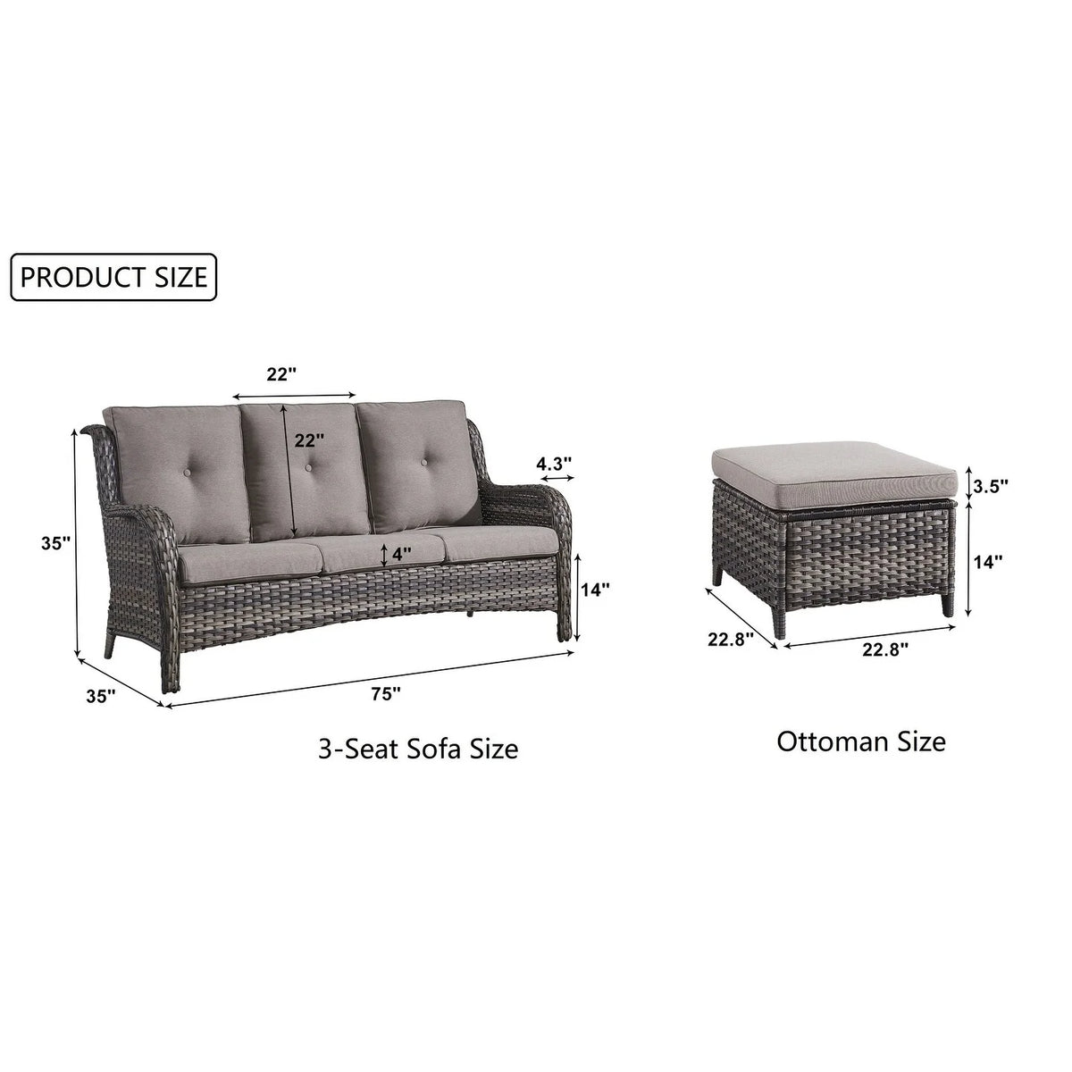 Rattan Wicker Sectional Sofa Set with Ottomans C4377