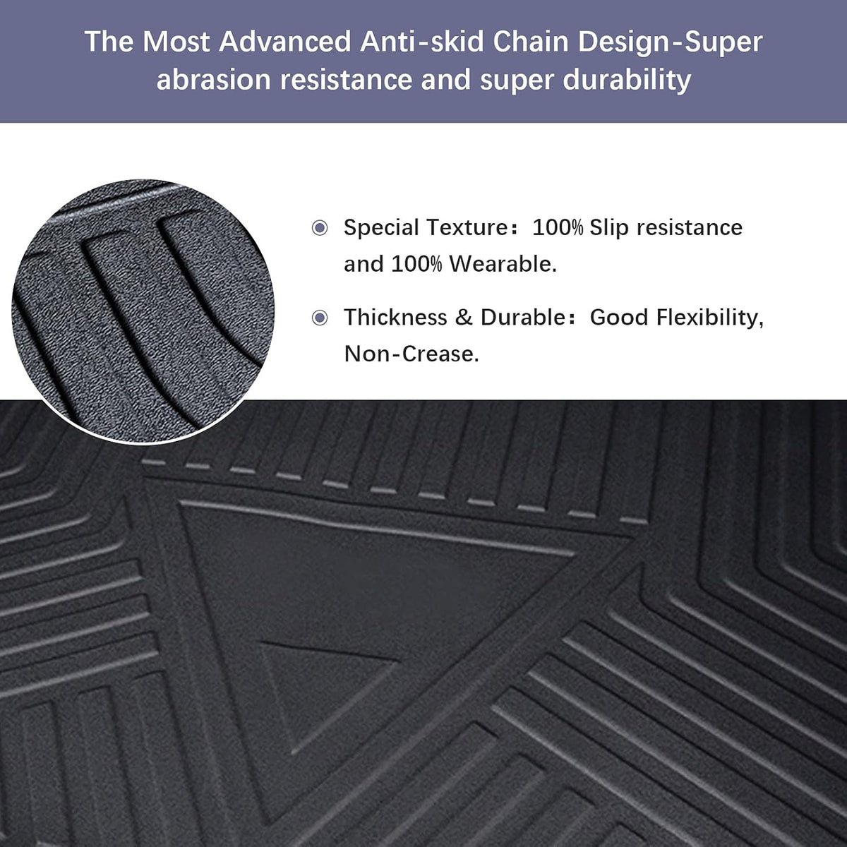 Black TPO All Weather Heavy Duty Waterproof Rear Cargo Tray Trunk Floor Mat Protector H98403