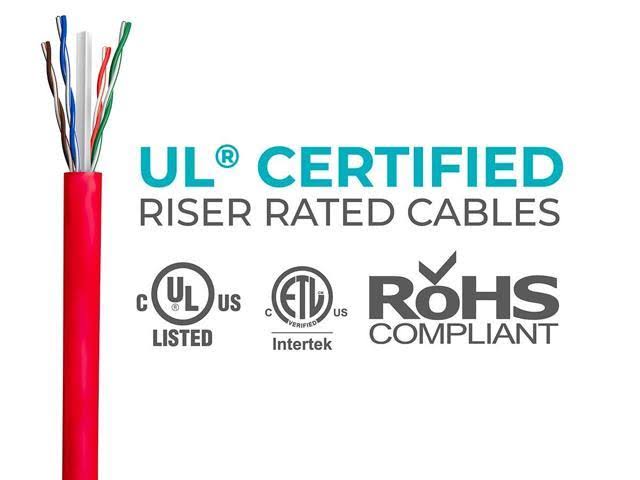 Red 1000ft 23AWG Cat6 UTP Solid Bulk Ethernet Cable T7242