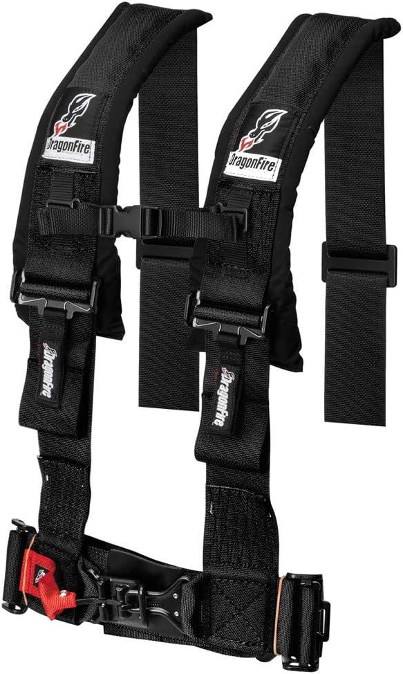 Set of 2 Black 4-Point 3 H-Style Harness With Sternum Clip D2832